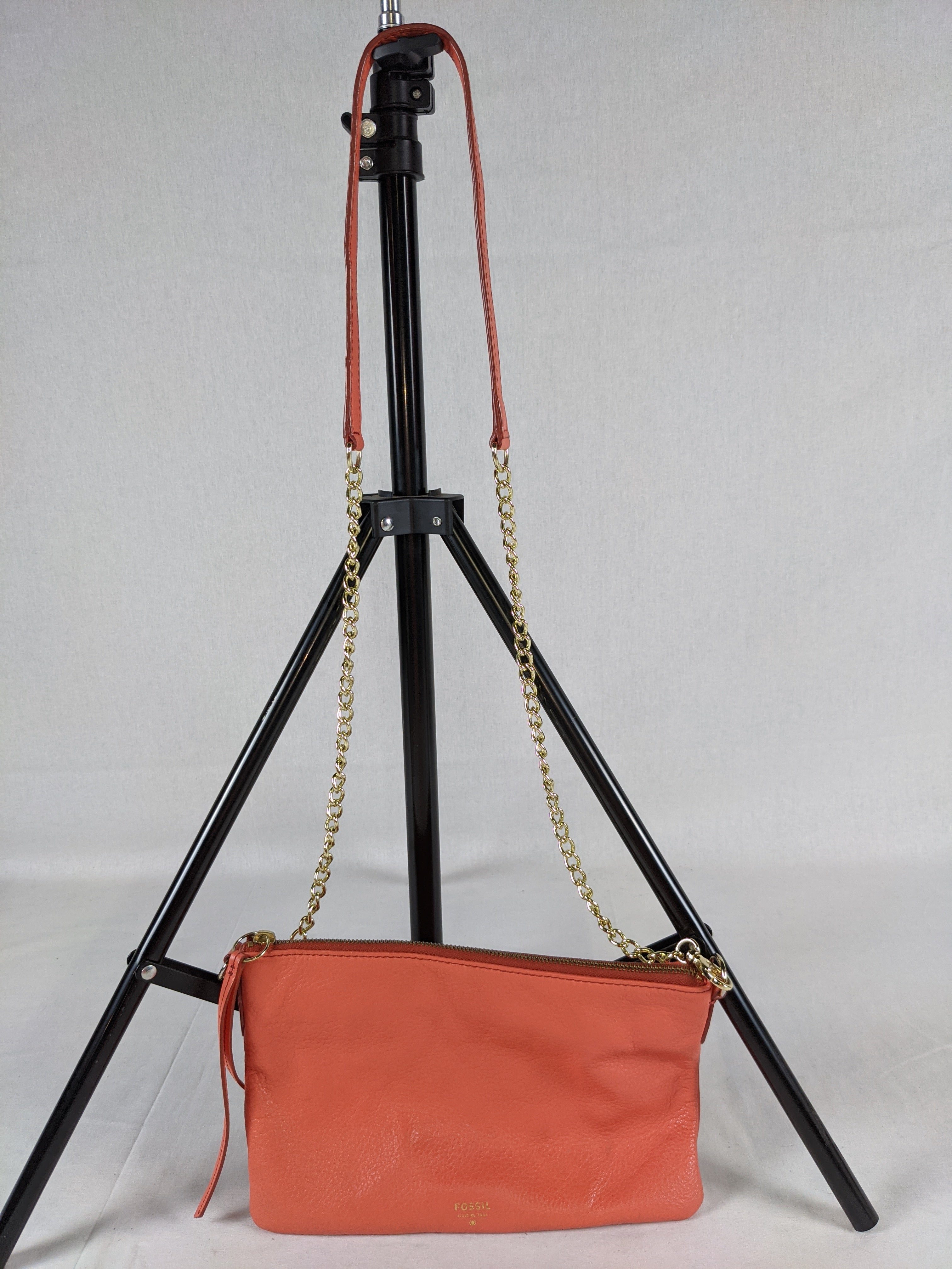 Fossil Coral Leather Crossbody With Partial Chain Strap (6925920927927)